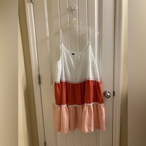 Colorblock Ruffle Hem Cami Dress